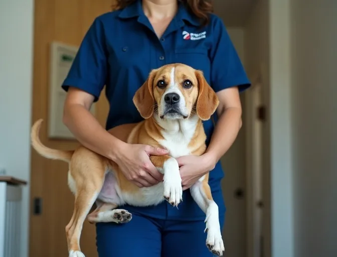 Technician respectfully transporting a deceased dog in Monbulk